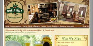 Holly Hill Homestead B & B - Website Design